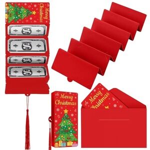 Set of 2 Humyoun Christmas Money Pull Gift Box Red Xmas Tree Folding Envelope